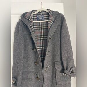 Vintage Burberrys London Duffle Coat Wool Hooded Toggle Gray Men’s L England